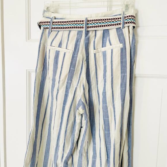 Anthropologie Coastal Stripe Wide Leg Pants with Belt - Picture 3 of 8